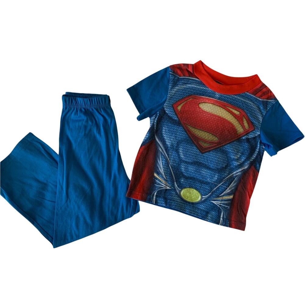 Superman Boys Sz 4 Pajama Set Blue Red No Cap Included Short Sleeve Pans